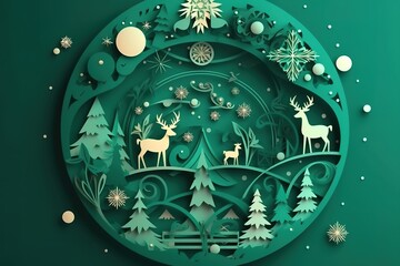 Circular Christmas , paper cut, generative AI