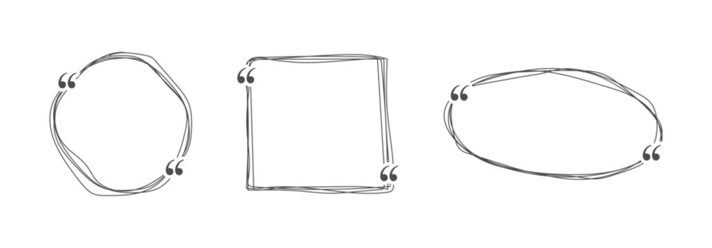 set of hand drawn frames for quote, text and links. Frame for text and quotes. Linear simple banners for blog and chat
