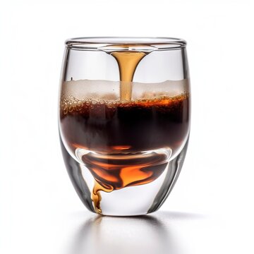 Espresso coffee in a glass cup, isolated on white, Generative AI.