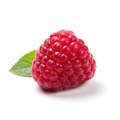 Fresh raspberry fruit, single, on white background, Generative AI.