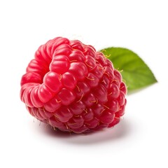 Fresh raspberry fruit, single, on white background, Generative AI.