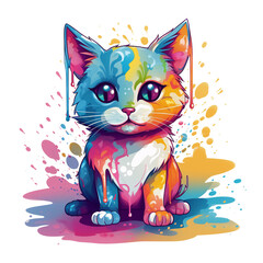 Illustration 2D cute cat character AI Generative