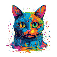 Illustration 2D cute cat character AI Generative