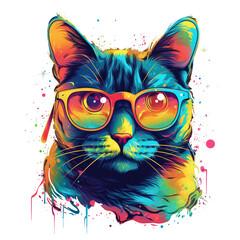 Illustration 2D cute cat character AI Generative