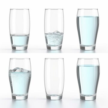 Glass of fresh spring water set on white background. Generative AI.