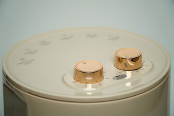 Air fryer oil free or deep fryer machine isolated on white background,Healthy oil-free fryer,pastel color