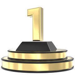 Number Top 1 Gold 3D Render