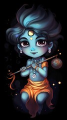 Obraz na płótnie Canvas Little Krishna Painting. Generative Al high quality