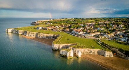 An aerial view of the Botany Bay Sea Stacks.