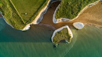 The Botany Bay Sea Stacks viewed from the air.