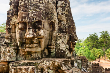 Giant stone face of Bayon temple, Cambodia