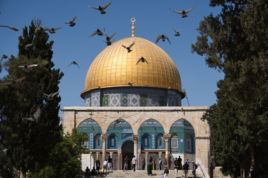 Imposante al-Aqsa-Moschee auf dem Tempelberg in Jerusalem, Israel & Pal&auml;stina