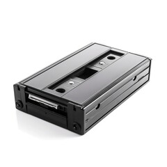 Obraz premium White background and VHS video tape cassette isolated. Generative AI.