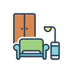 Color illustration icon for furnishings 