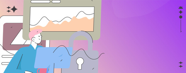 Business Network Security Character Flat Vector Concept Operation Hand Drawn Illustration
