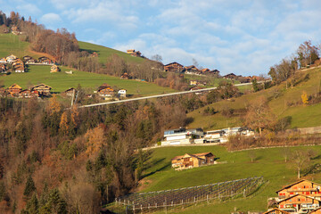 village around lake thun interlaken switzerland