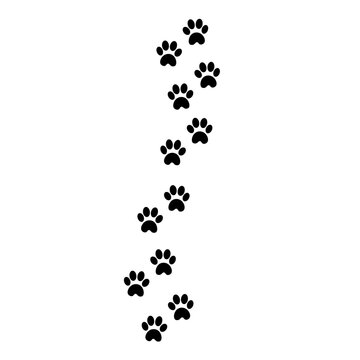 Cat footprints. Vector Illustration for printing, backgrounds, covers and packaging. Image can be used for greeting cards, posters, stickers and textile. Isolated on white background.