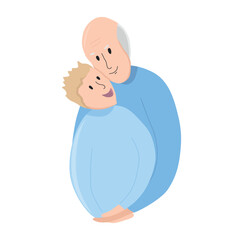 Vector illustration of a grandfather and a grandson - 597689598