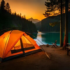tent near the lake