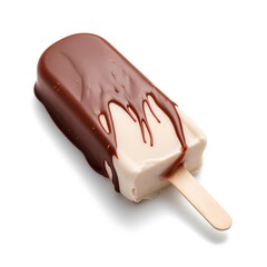 Popsicle ice cream with a brown-bite chocolate. Generative AI.