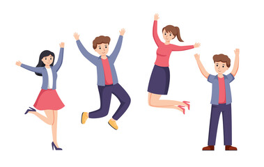Obraz na płótnie Canvas group of people enjoy happy dance movements