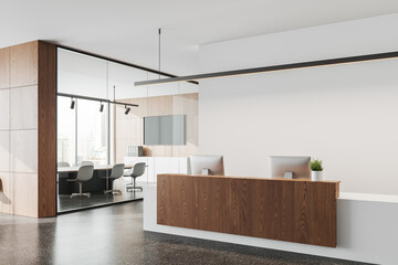 White office hall with reception desk