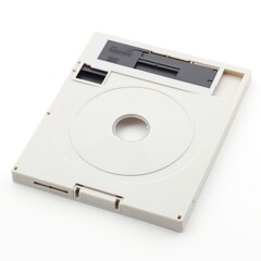 Fototapeta premium An image of a 3.5-inch floppy disk or diskette on a white background, Generative AI.