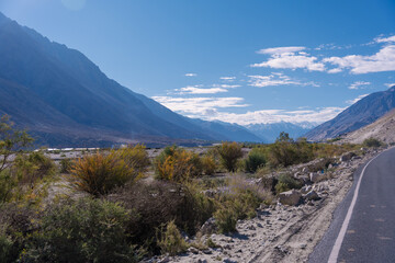 fields and mountains, beautiful landscape in Hunder town, Ladakh, India