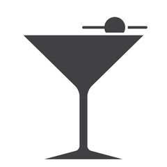 cocktail glass icon, solid icon on transparent background