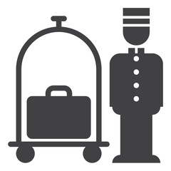 Bell boy hotel service, solid icon isolated on transparent background