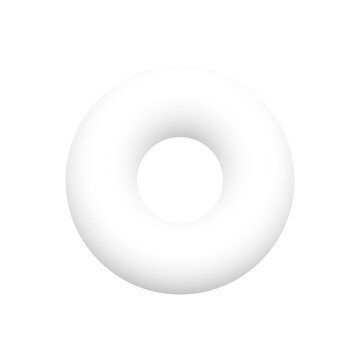3D white torus, volume ring, blank concentric button with shadow for UI application