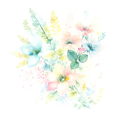 Beautiful watercolor floral wedding illustration