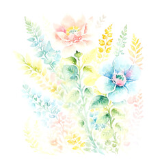 Fototapeta na wymiar Beautiful watercolor floral wedding illustration