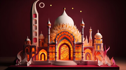 Eid al-adha islamic festival illustration. Generative AI.