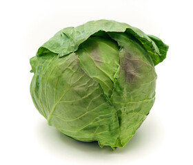 Fototapeta premium Fresh Green Cabbage Isolated on White Background 