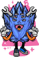 colorful funny and scary Monster illustration