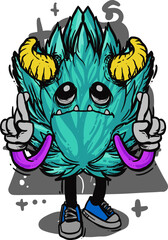 colorful funny and scary Monster illustration