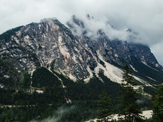 Dark mountains in the dolomites before the rain.