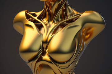 Kobiecy złoty tors - nagroda, rzeźba,sztuka 3d - Women's golden torso - award, sculpture,3d art - Generative - obrazy, fototapety, plakaty