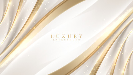 Abstract luxury white background with gold light effects.