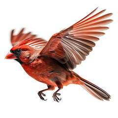 Cardinal Action Shot on White Background - Made with Generative AI
