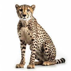 Cheetah Full Body on White Background - Made with Generative AI