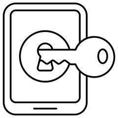Editable design icon of keyConceptual linear design icon of mobile access with padlock 
