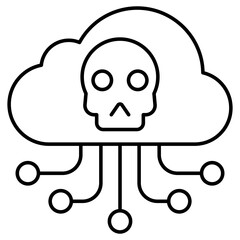 Skull with cloud showcasing cloud hacking icon 