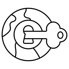 Editable design icon of key with padlock 