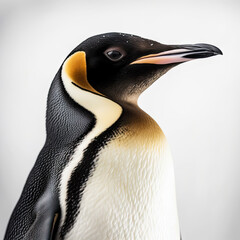 Emperor Penguin Portrait on White Background - Made with Generative AI