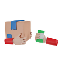 3D Icon Cash On Delivery Package Delivery Shopping Illustration