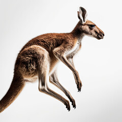 Kangaroo Action Shot on White Background - Made with Generative AI