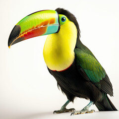 Keel-Billed Toucan Full Body on White Background - Made with Generative AI