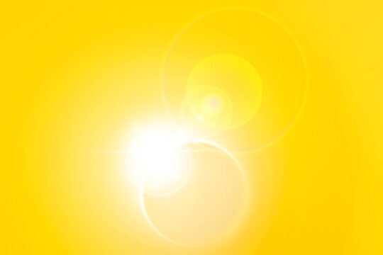 Abstract shiny spotlight background with copy space. Sun and sky backdrop with light flare. Illustration concept for graphic design, banner, poster, website, presentation or wallpaper.
